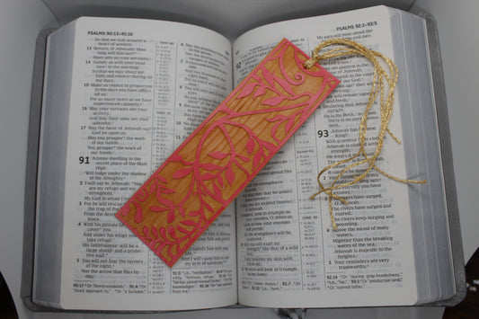 Handmade Paper Bookmarks -Leaves Wood Grain