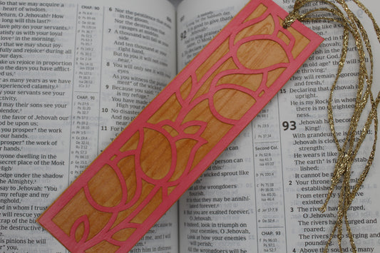 Handmade Paper Bookmarks -Tulips Wood Grain