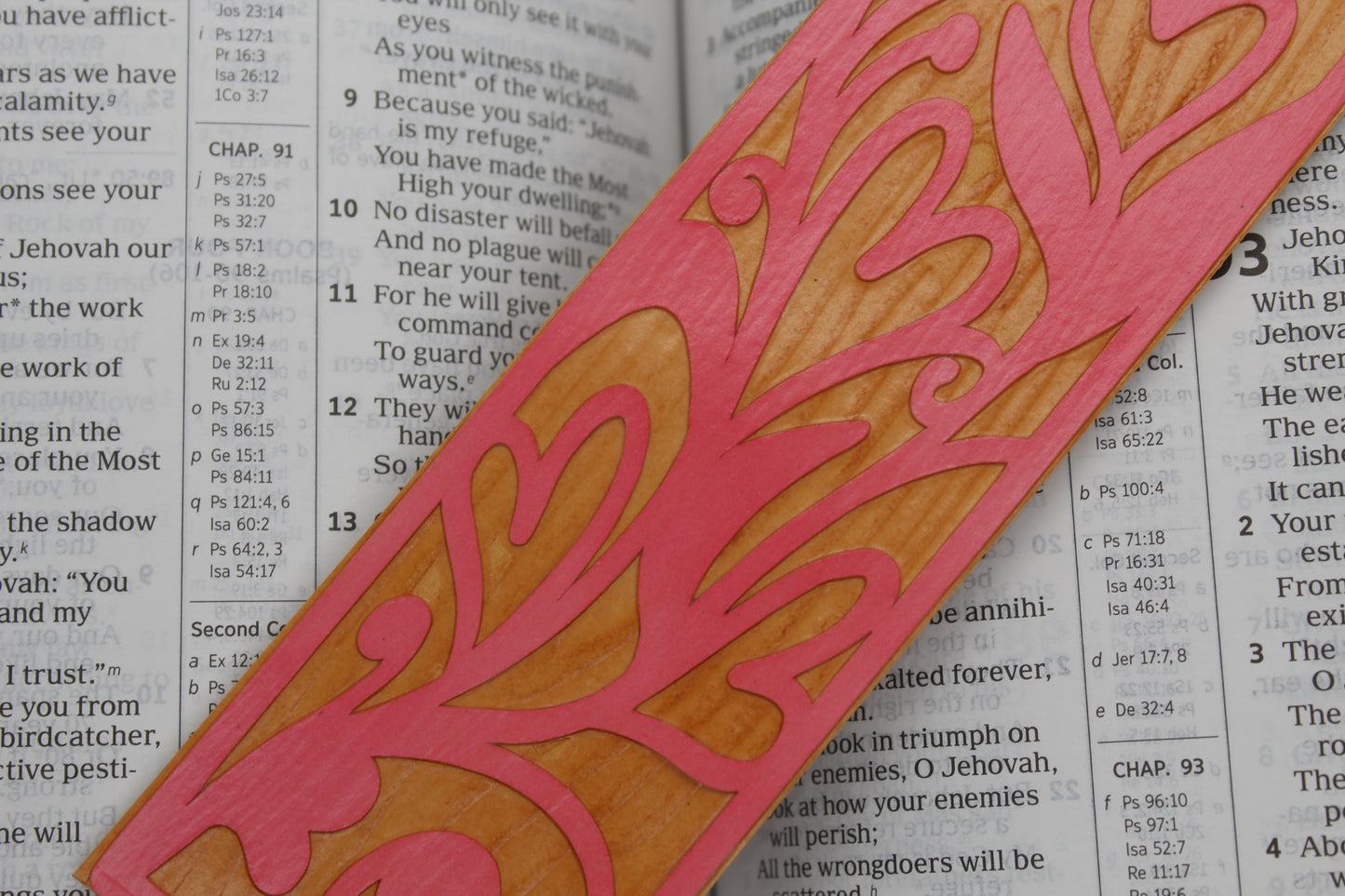 Handmade Paper Bookmarks -Hearts Wood Grain