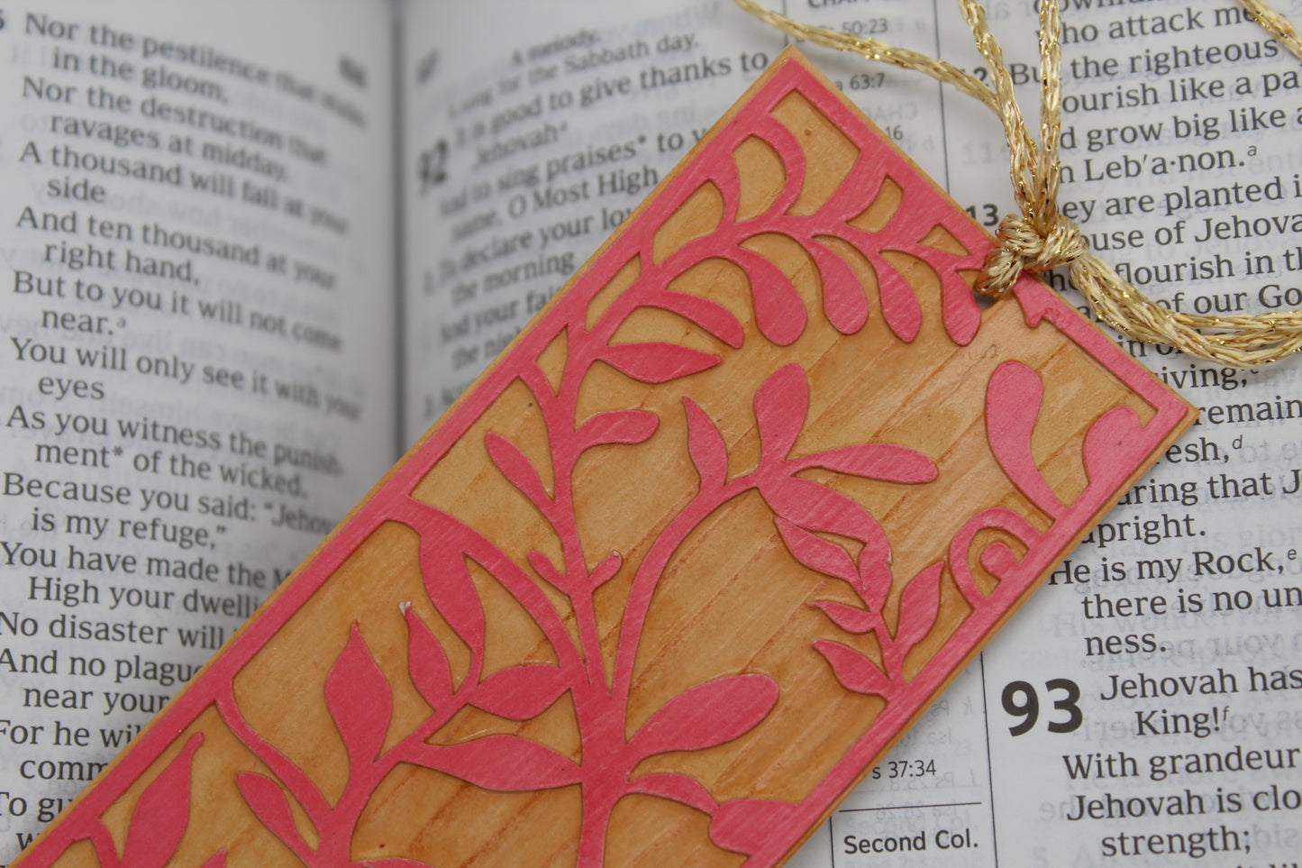 Handmade Paper Bookmarks -Leaves Wood Grain