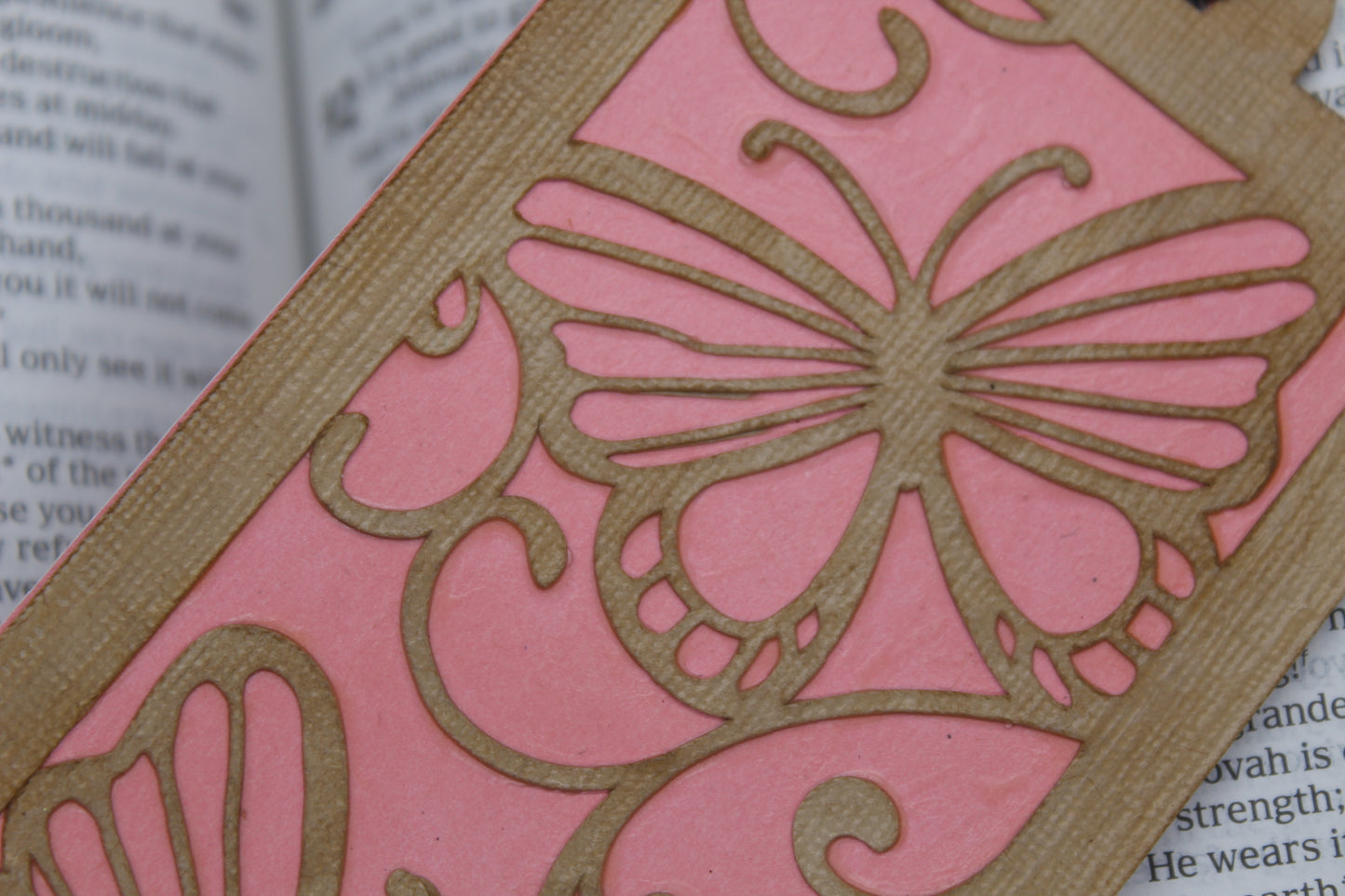 Handmade Paper Bookmarks - Pink Butterfly Large