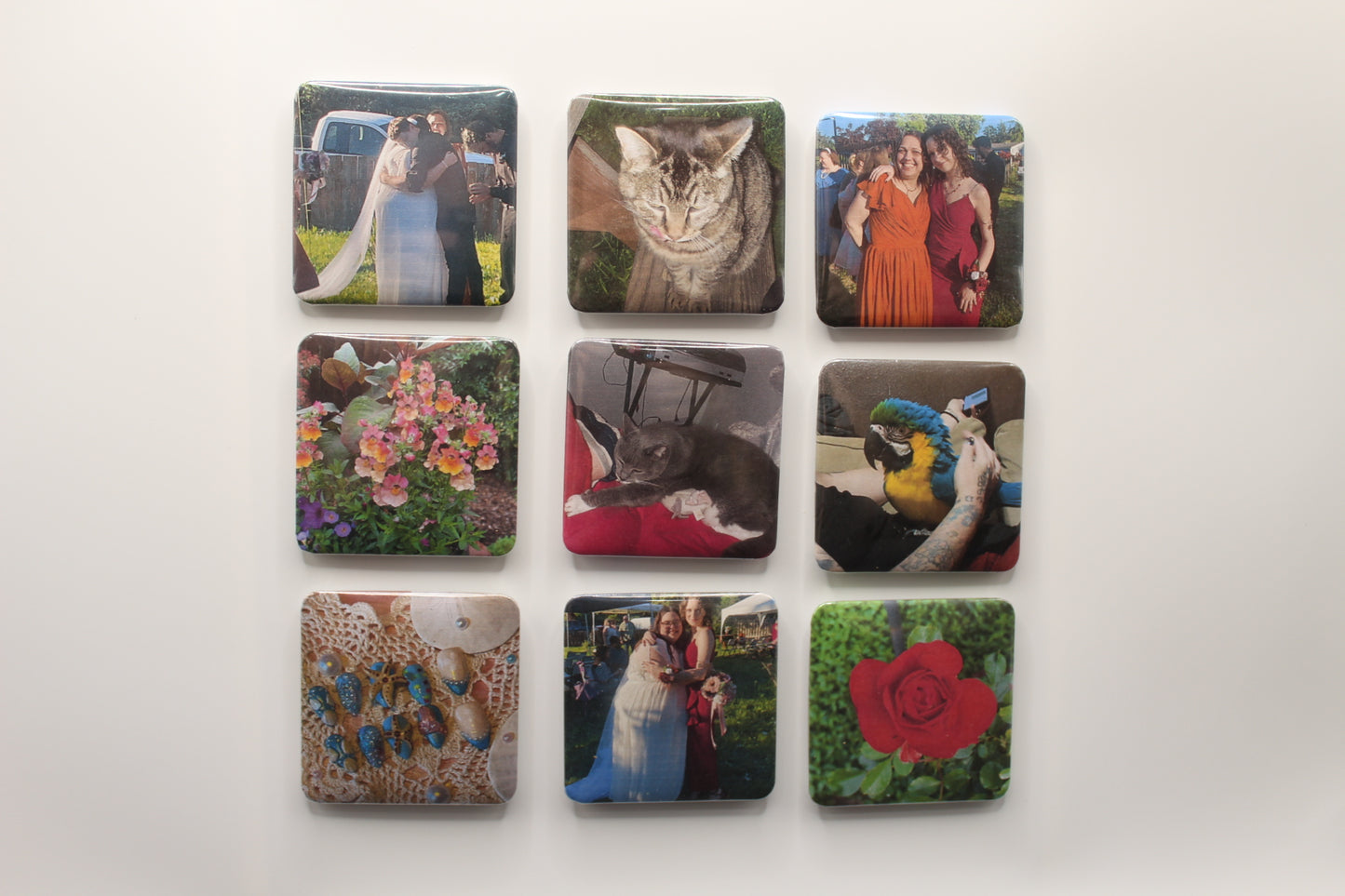 Set of 9 Custom Photo Magnets Square – Handmade Monthly Memories