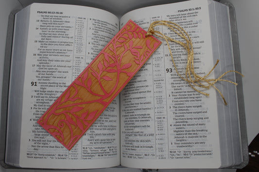 Handmade Paper Bookmarks -Leaves Wood Grain