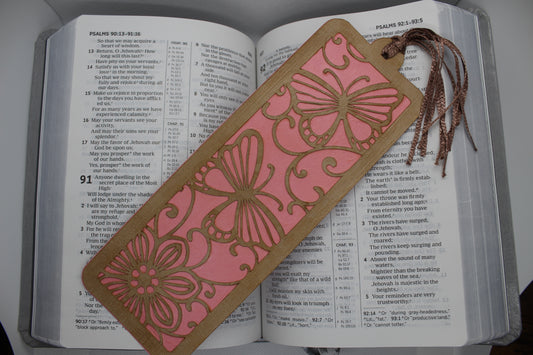 Handmade Paper Bookmarks - Pink Butterfly Large