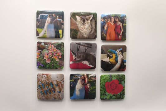Set of 9 Custom Photo Magnets Square – Handmade Monthly Memories