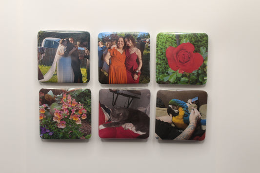 Set of 6 Custom Photo Magnets Square – Handmade Monthly Memories