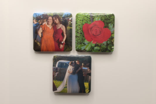 Set of 3 Custom Photo Magnets Square – Handmade Monthly Memories